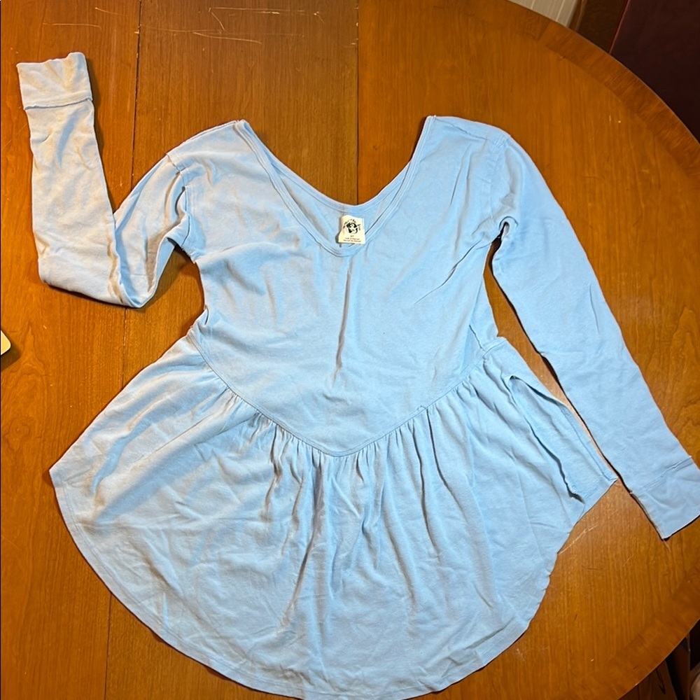 Free People Light Blue Long Sleeve Top
